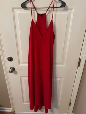 Forever 21 Red Maxi Slip Dress with Spaghetti Straps